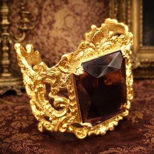 Vintage JC Thailand Rococo Cuff Bracelet – Purple Glass Stone